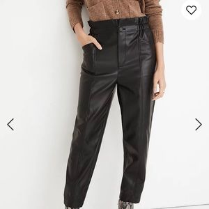Madewell vegan leather paperbag pant.